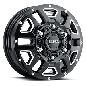 003 AWD Transit Van Wheel 6 Gloss Black with Milled Accents and Clear Coat